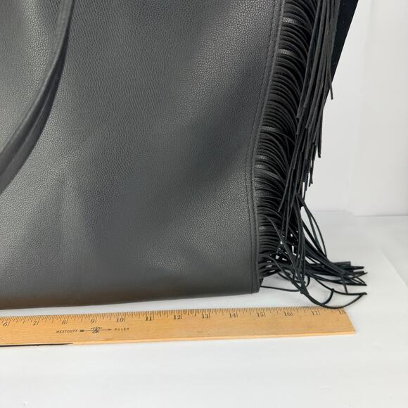 Victoria's Secret boho black fringe Vegan Leather XL Weekend tote bag - Picture 11 of 12